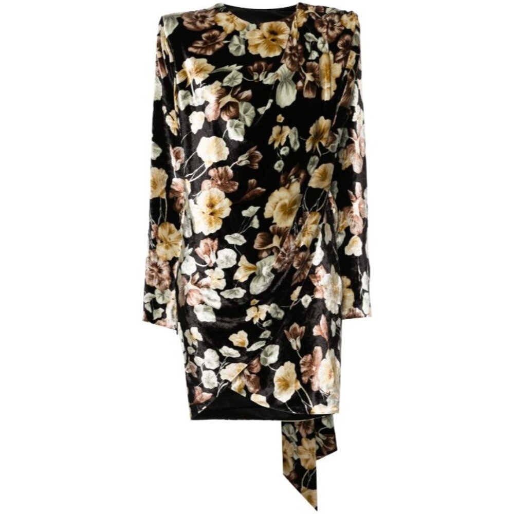 Saint Laurent floral -print velvet wrap dress Size 38/ M - Picture 3 of 12